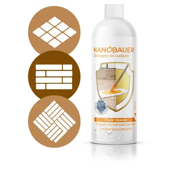 Detergent lichid NANOBAUER FLOOR CLEANER 750 ml pentru podele, parchet laminat și gresie – curățare și întreținere eficientă