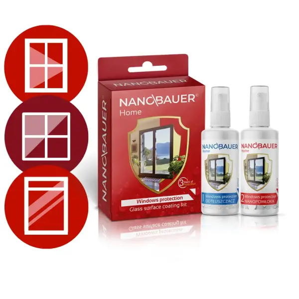 Sticlă impregnată NANOBAUER® GLASS HOME - păstrează ferestrele curate timp de trei ani