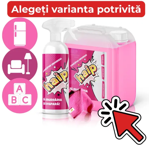 Spray de curățare universal HAIP – îndepărtează murdăria, grăsimea și petele + lavetă din microfibră CADOU