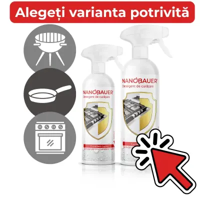 Detergent de curățare Nanobauer pentru îndepărtarea grăsimii, arsurilor și murdăriei din cuptoare, grătare, aragazuri