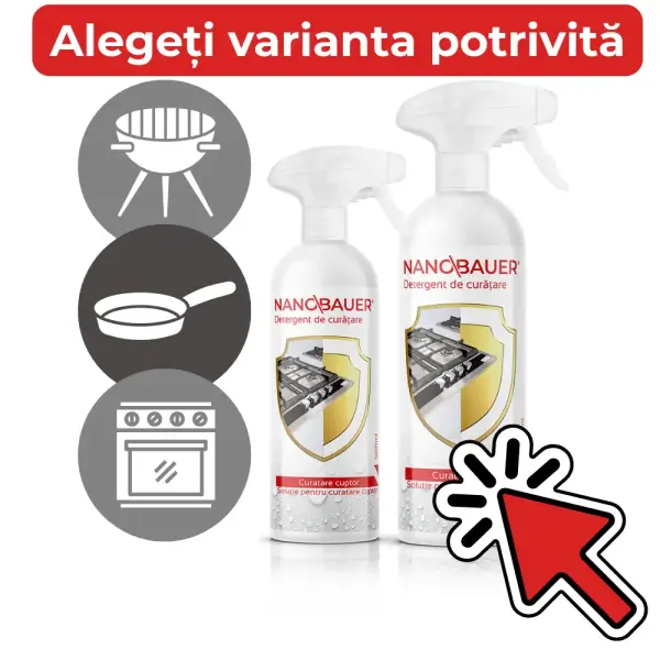 Detergent de curățare Nanobauer pentru îndepărtarea grăsimii, arsurilor și murdăriei din cuptoare, grătare, aragazuri