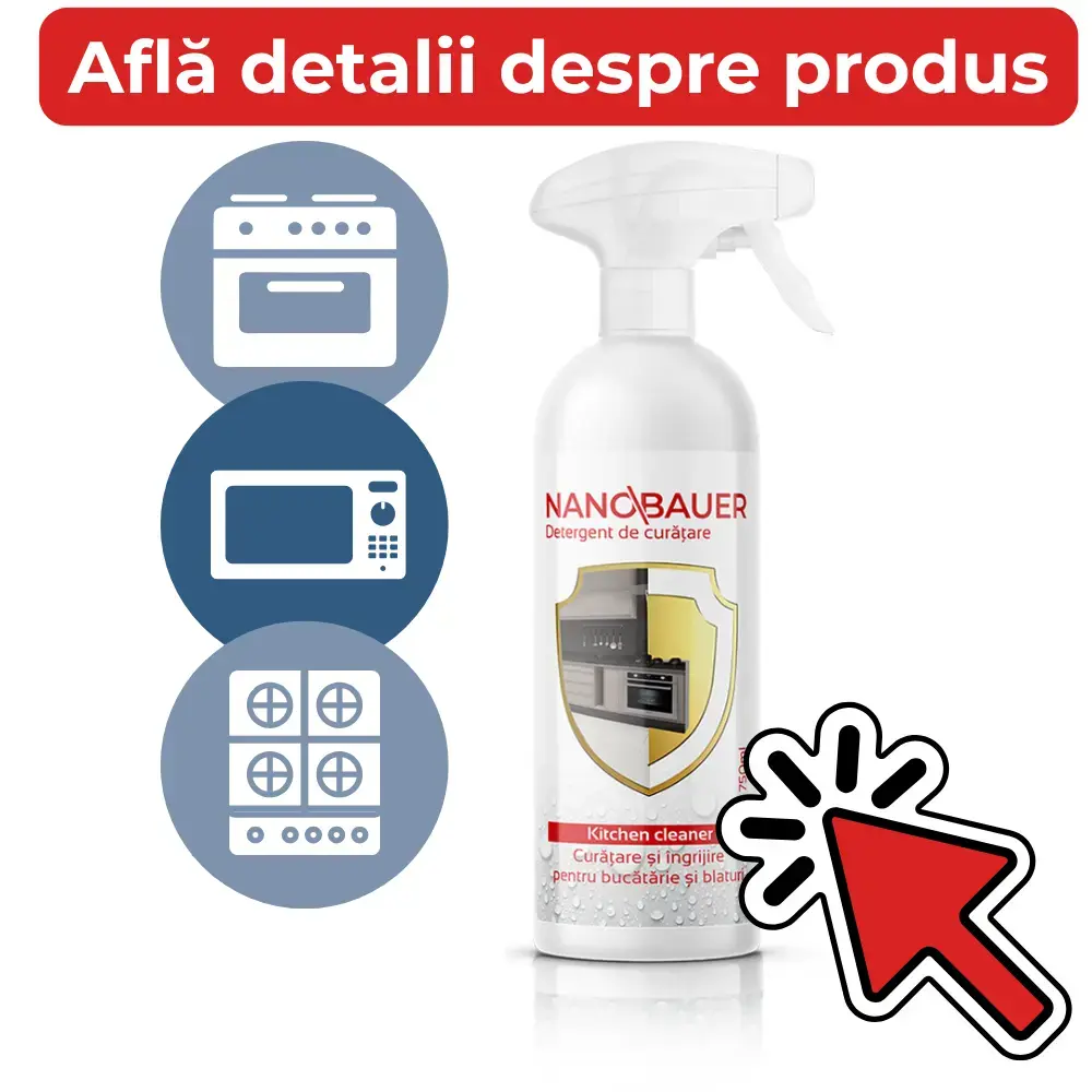 Degresant NANOBAUER KITCHEN CLEANER 750ml - soluție eficientă pentru mobilă, blaturi și plite