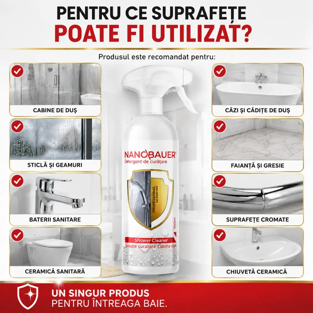 Detergent Lichid Solutia de curatare pentru Dus a baii Nanobauer Shower Cleaner
